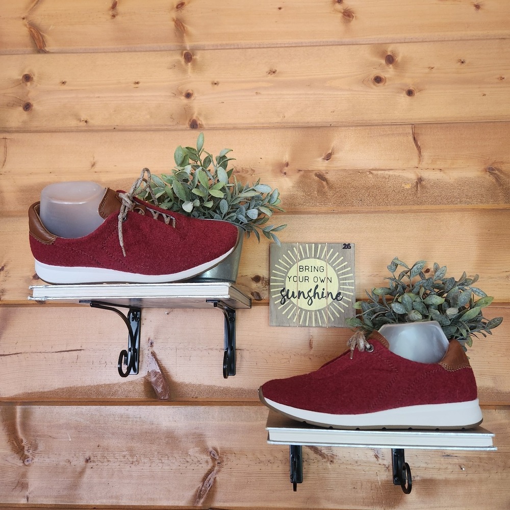 Paul Green Kalista Red Flame Merino Wool Leather Sneaker Shoe HTF Sz US 8.5 UK 6